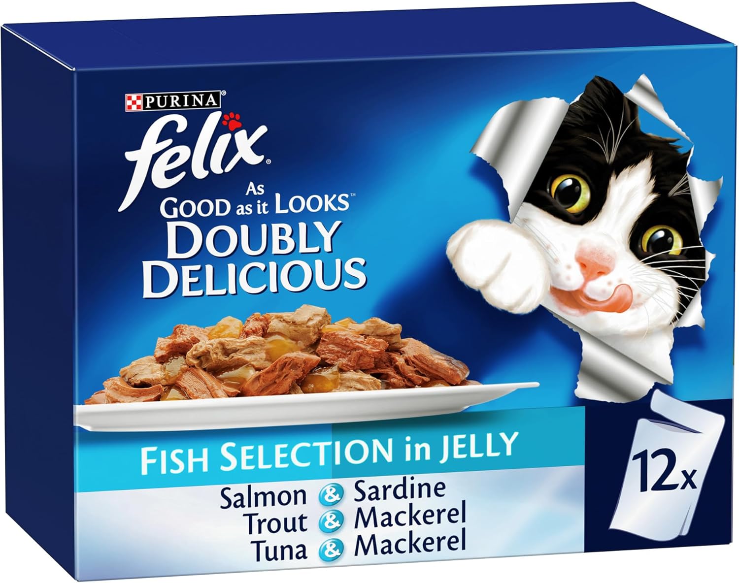 17853972171418221530.jpg Purina Felix As Good As It Looks Doubly Delicious Cat Wet Food Fish Selection in Jelly 85g x 12 - Image 1