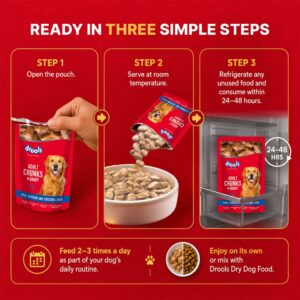 Drools Adult Wet Dog Food, Real Chicken and Chicken Liver Chunks in Gravy,10 Pouches + 2 Pouches Free (12 x 60g )