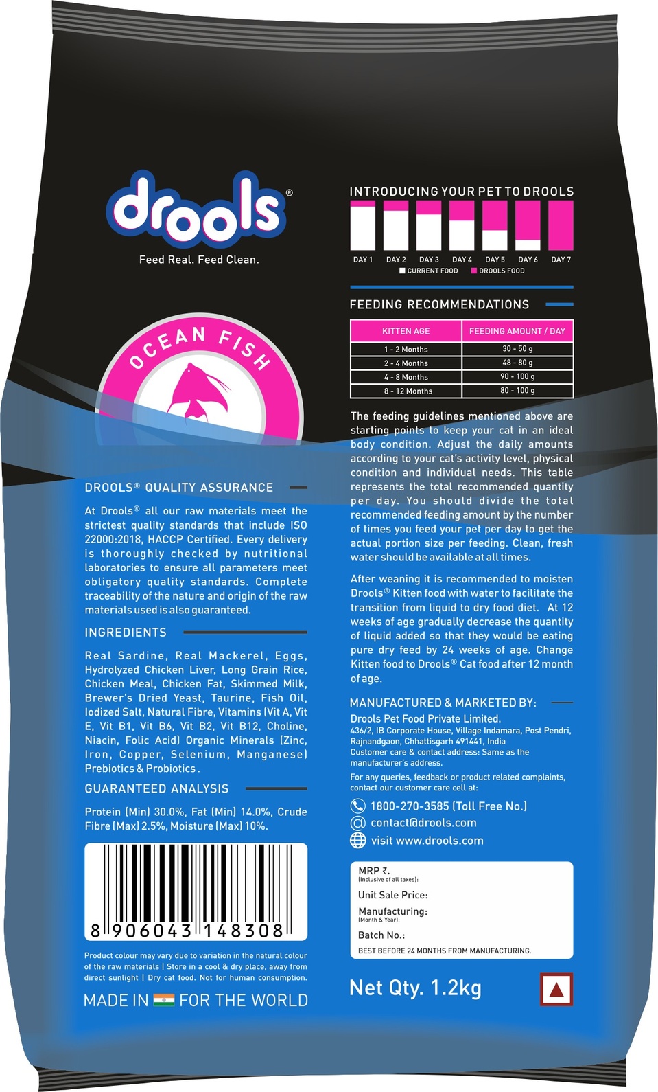 17870444811745818918.jpg Drools Kitten(1-12 Months) Dry Cat Food, Ocean Fish, 1.2kg with Free Container - Image 1
