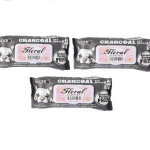 Absolute Pet Absorb Plus Charcoal Pet Wipes Floral 80 sheets -(1Box 12pcs)