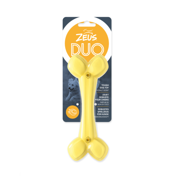 Zeus Duo Ball - Bone, 18cm, Yellow, Coconut Scent