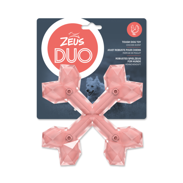 Zeus Duo Ball - Cross, 15cm, Coral, Chicken Scent