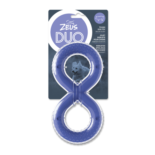 Zeus Duo Ball - Figure-8 Tug, 20cm, Purple,Bacon Scent