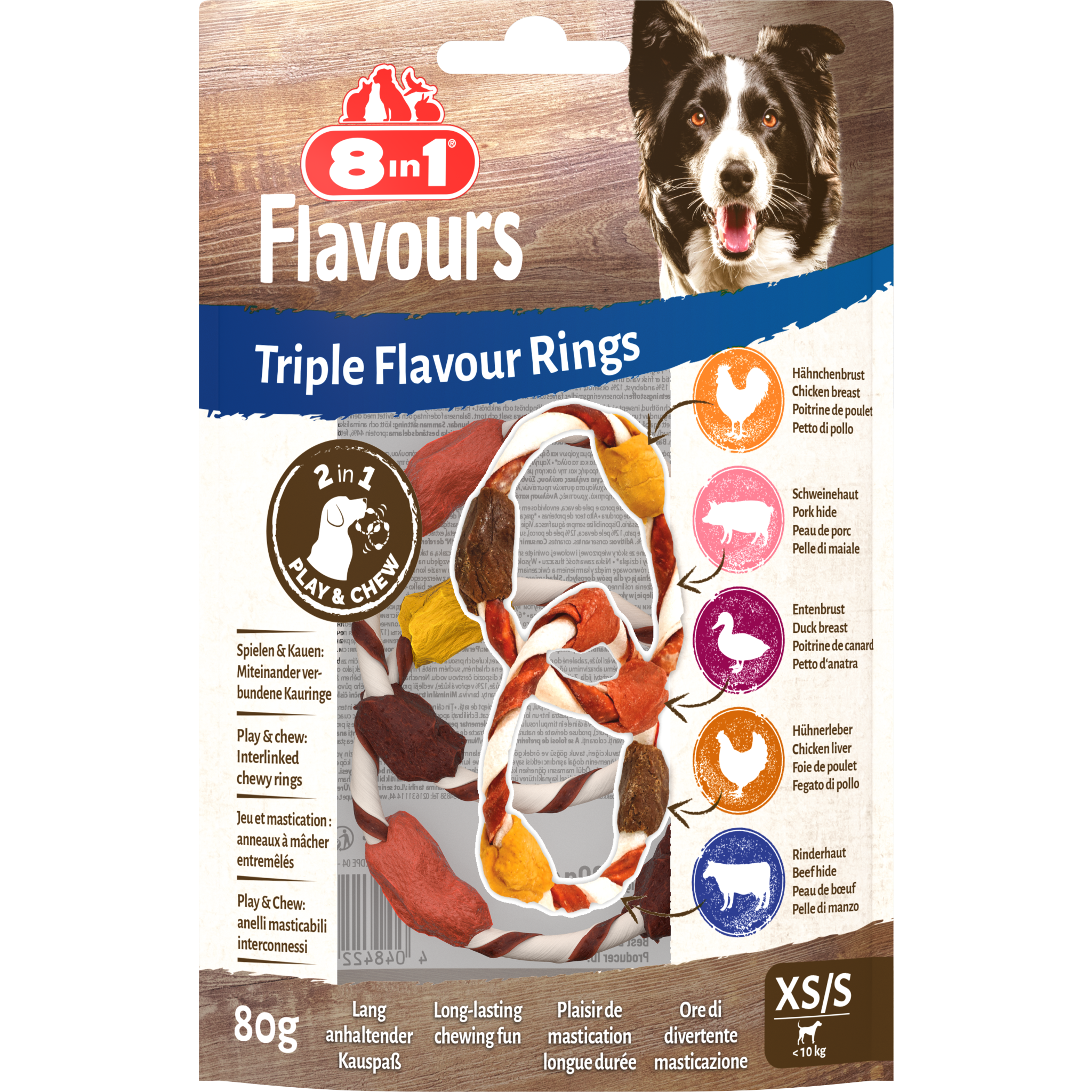 8in1 Triple Flavour Rings XS/S, 80 g 8in1 Triple Flavour Rings XS/S, 80 g