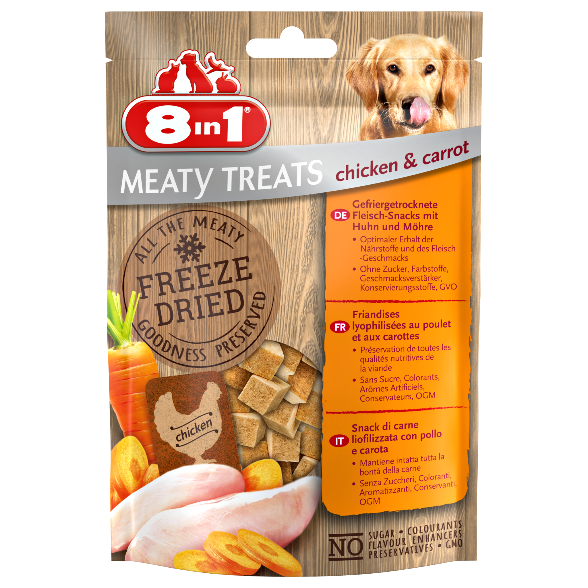 8in1 Meaty Treats Freeze Dried Chicken & Carrots 50 g - Chicken & Carrots 50 g 8in1 Meaty Treats Freeze Dried Chicken & Carrots 50 g - Chicken & Carrots 50 g