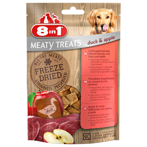 8in1 Meaty Treats Freeze Dried Chicken & Carrots 50 g - Duck & Apple 50 g
