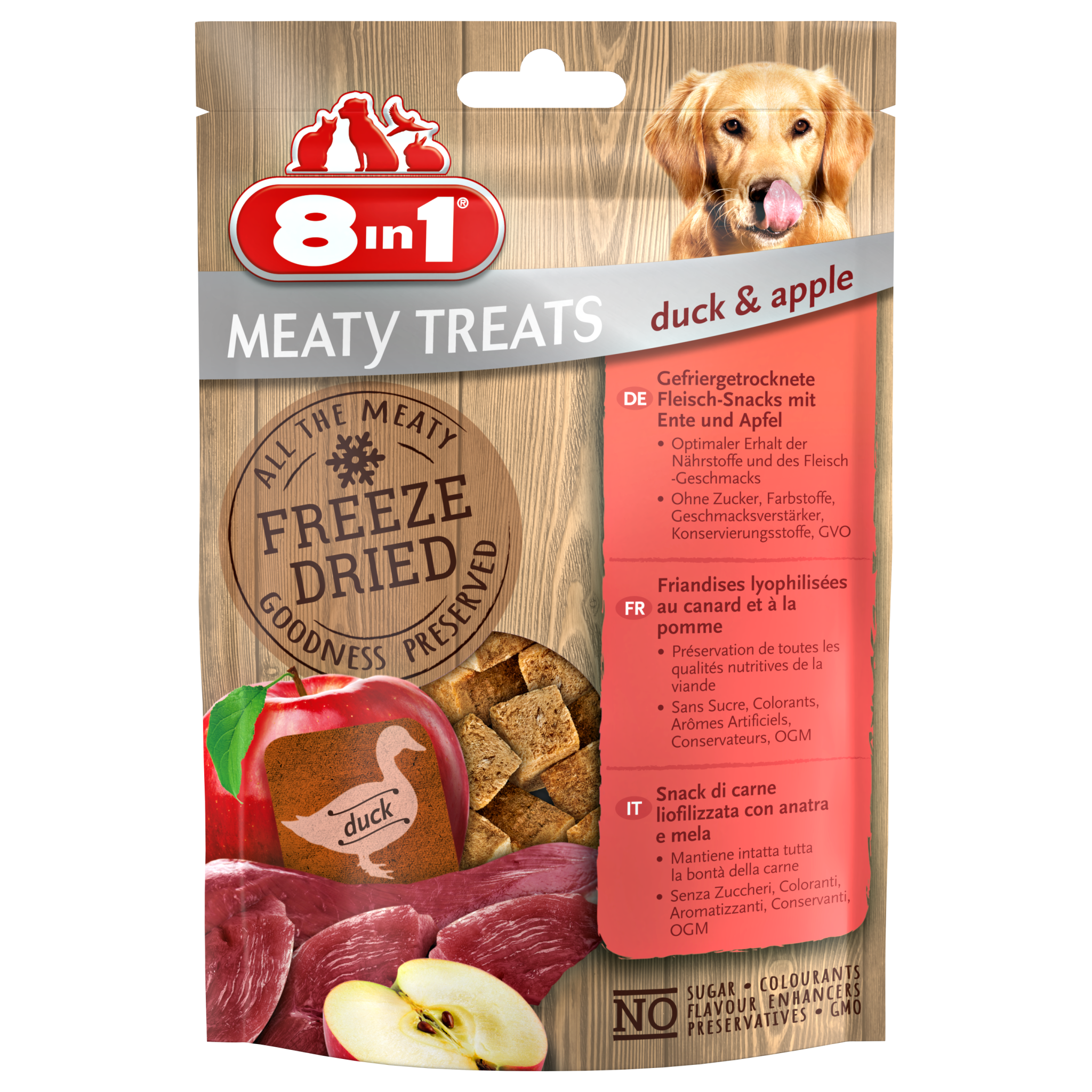 8in1 Meaty Treats Freeze Dried Chicken & Carrots 50 g - Duck & Apple 50 g 8in1 Meaty Treats Freeze Dried Chicken & Carrots 50 g - Duck & Apple 50 g