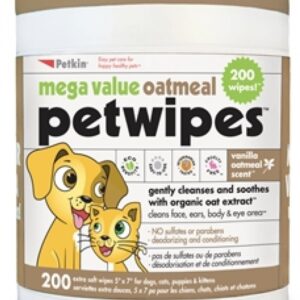 Petkin Extra Mega Valu Oatmeal Petwipes 200ct