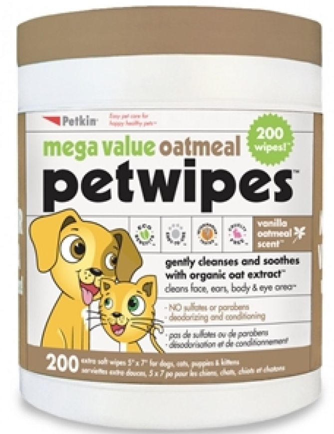 5-10.jpg Petkin Extra Mega Valu Oatmeal Petwipes 200ct - Image 1