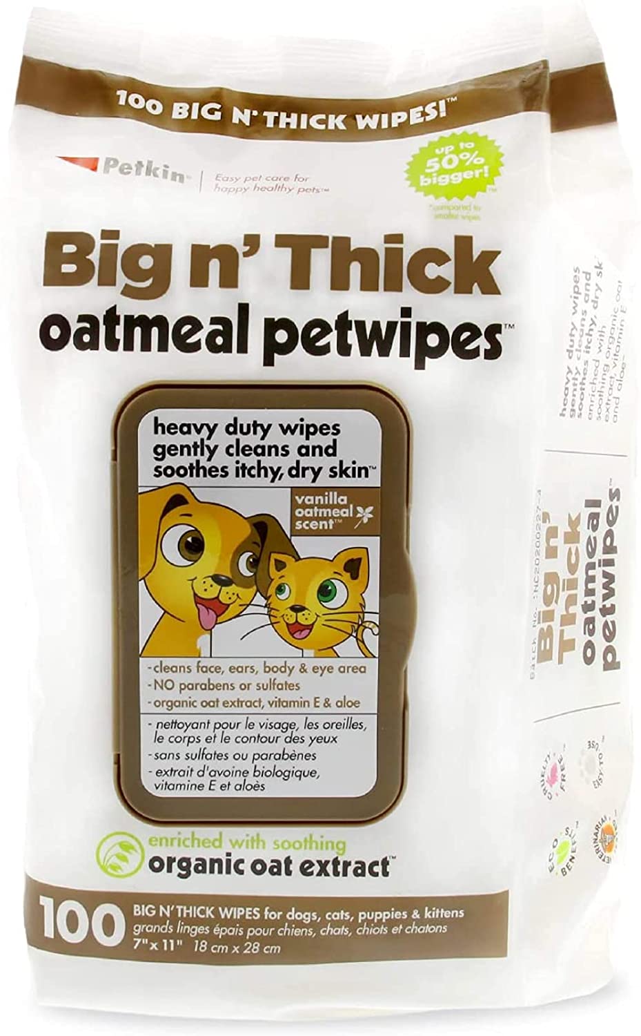 5-6.jpg Petkin Big N' Thick Oatmeal Petwipes 100ct - Image 1