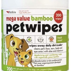 Petkin Extra Mega Valu Bamboo Petwipes 200ct
