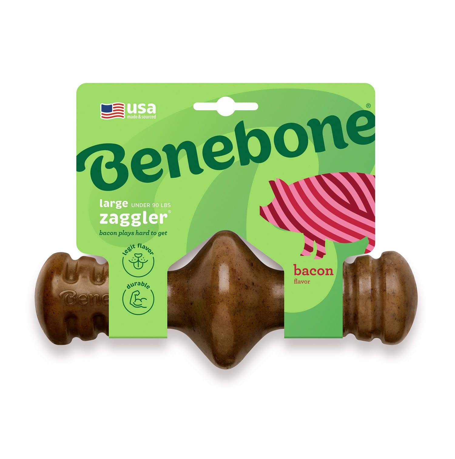 Benebone-Zaggler-Bacon-L-1.jpg Benebone Zaggler Dog Chew Toy Bacon - Image 1