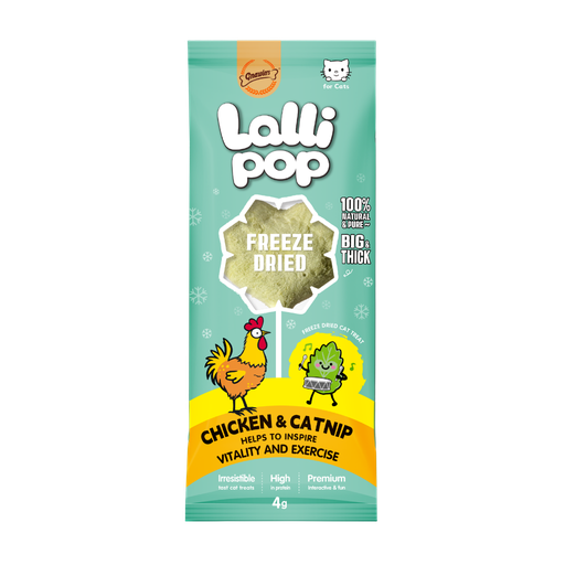 home-21.png Gnawlers Freeze Dried Lollipop Cat Treat -Chicken & Catnip 4g x15pcs-Vitality & Exercise – Display Box - Image 1