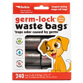 Petkin Germ-Lock Waste Bags Citrus - 240ct
