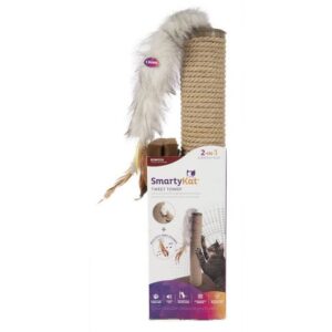 SmartyKatÂ® Tweet Towerâ„¢ Jute Rope Cat Scratcher Post with Electronic Sound