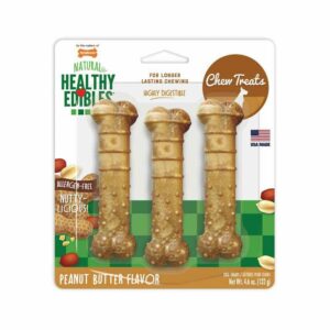 Nylabone Healthy Edibles Peanut Butter Flavor Triple Pack Regular