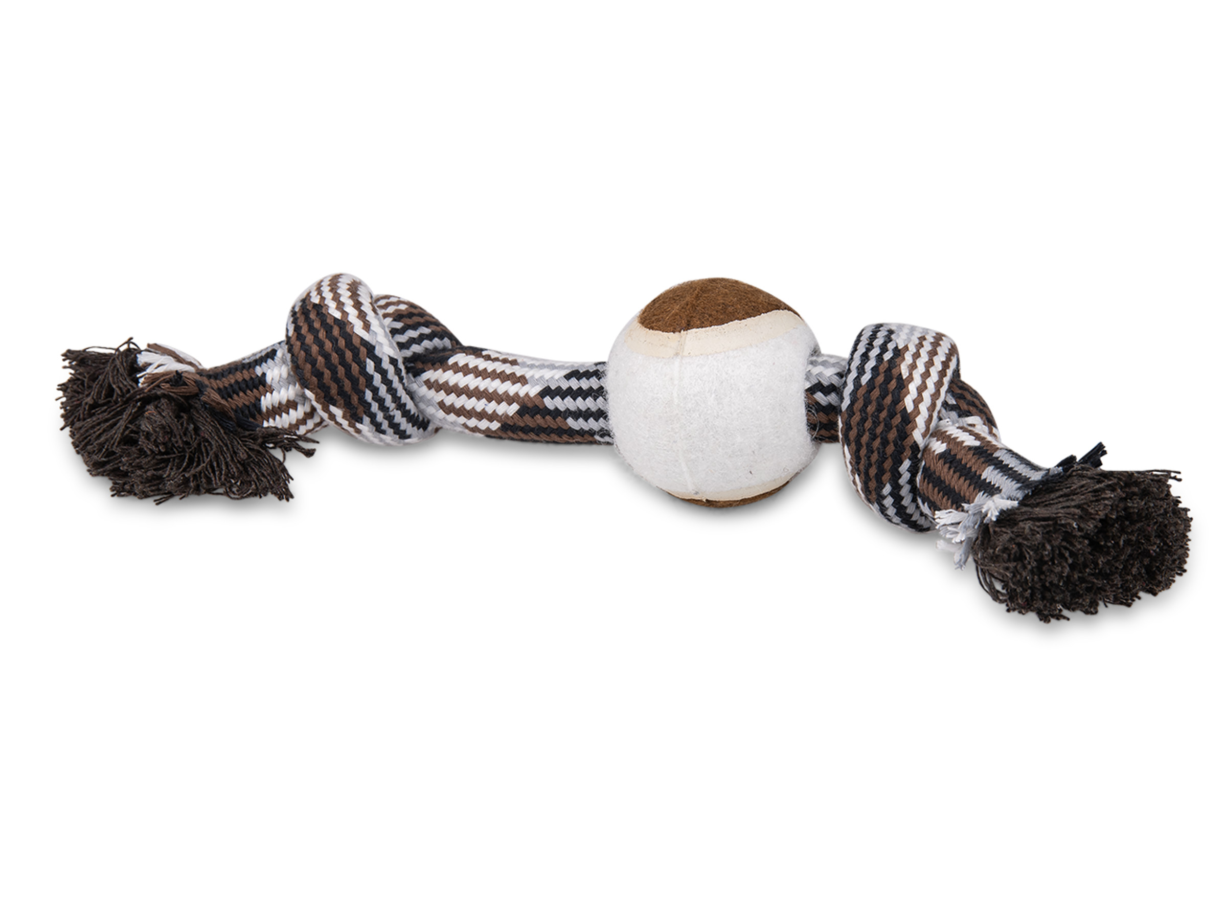 main-138.jpg Vadigran Cotton rope 2 knots + tennisball brown 30cm - Image 1