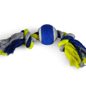 Vadigran Cotton rope 2 knots + tennisball blue-yellow 20cm