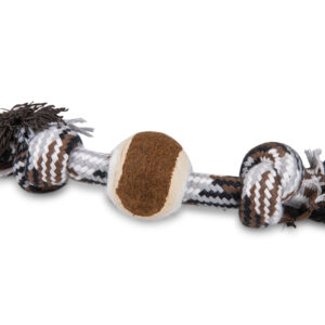 Vadigran Cotton rope 2 knots + tennisball brown 20cm