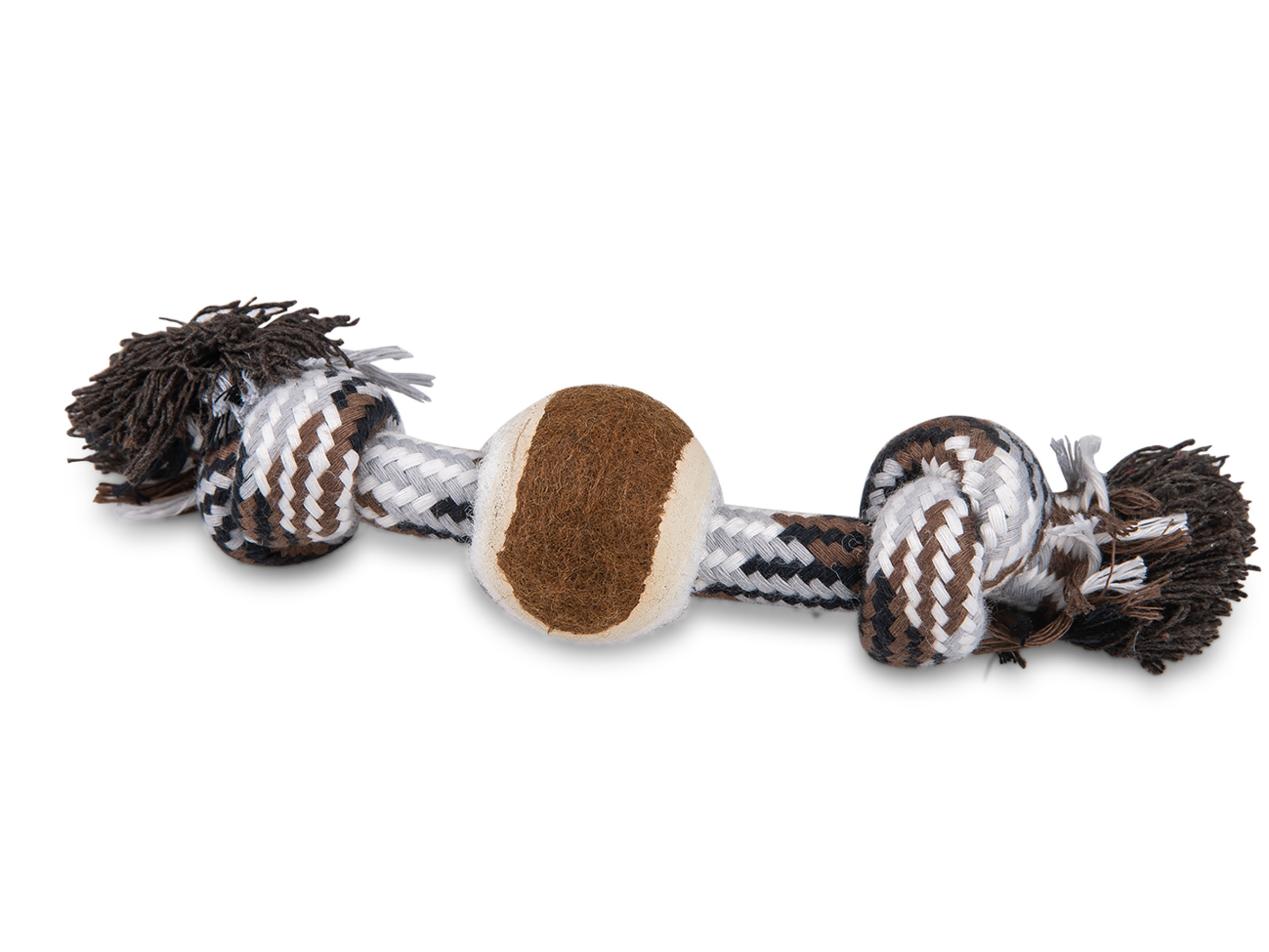 main-151.jpg Vadigran Cotton rope 2 knots + tennisball brown 20cm - Image 1