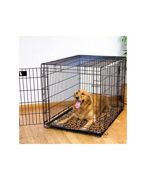 main-73.jpg Dry Mate Brown Stripe Tan Paw Dog Crate Mat 27 x 42cm - Image 1
