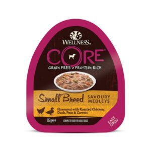 Wellness CORE Small Breed Savoury Medleys Flavoured with Chicken - Duck - Peas & Carrots - 85g - Pack of 12
