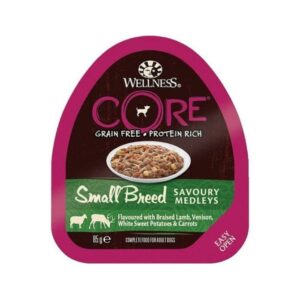 Wellness CORE Small Breed Savoury Medleys Flavoured with Lamb - Venison - White Sweet Potatoes & Carrots - 85 g - Pack of 12
