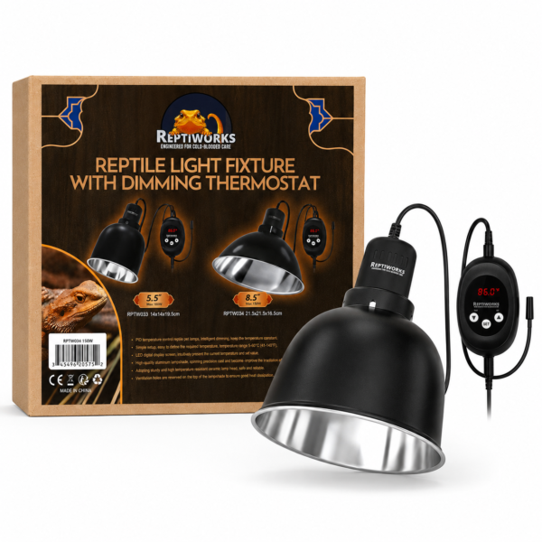 ReptiWorks Reptile Light Fixture With Dimming Thermostat 8.5" Max.150W21.5X21.5X16.5Cm / 8.5"X8.5"X6.5"