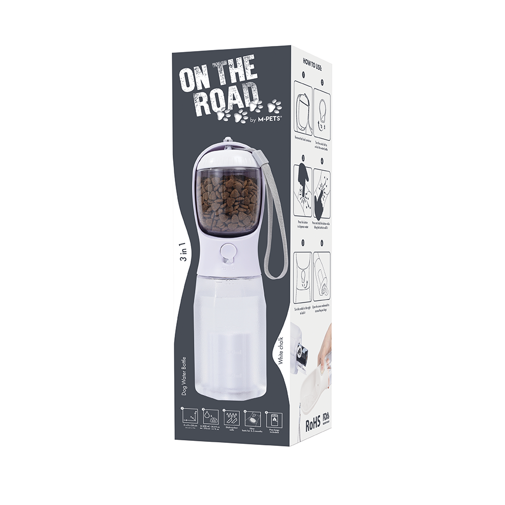 17851401341369780131.png M-PETS on the Road 3in1 Water Bottle 600ml White - Image 1