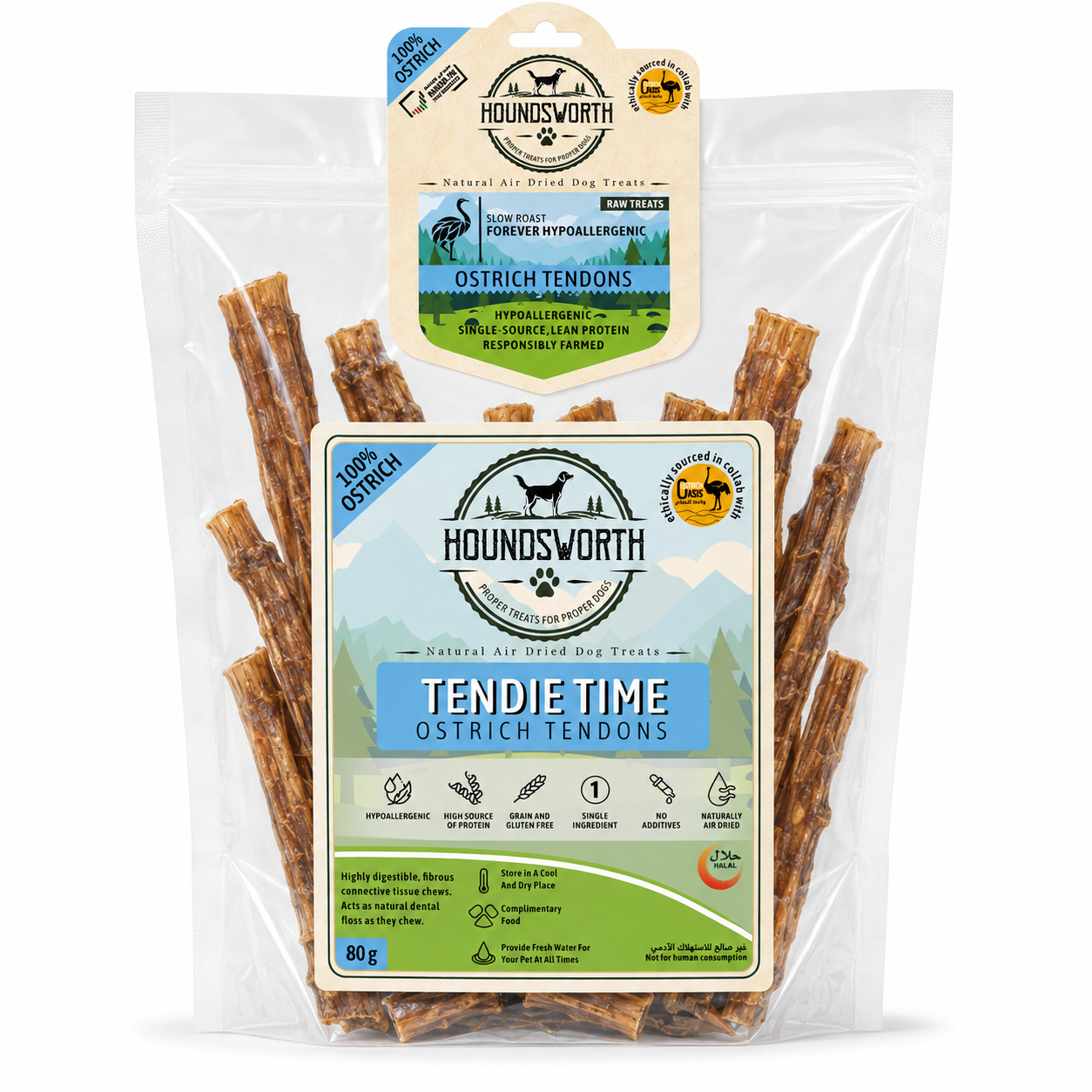1788530268308265964.png Houndsworth Hypoallergenic Ostrich Tendie Time Tendons 80g - Image 1