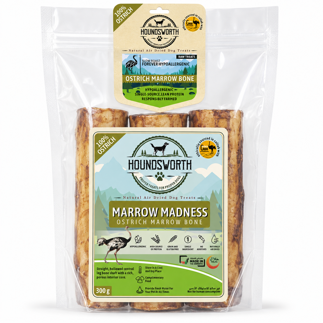 17885302701226072954.png Houndsworth Hypoallergenic Ostrich Marrow Madness Bone 300g - Image 1