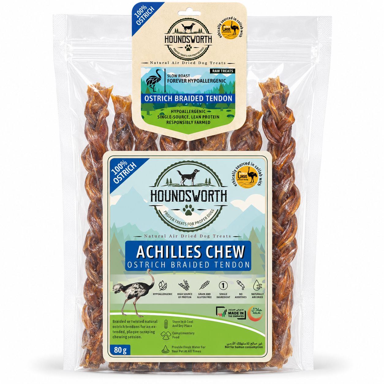 1788530273401012183.png Houndsworth Hypoallergenic Ostrich Achilles Chew Tendon 80g - Image 1