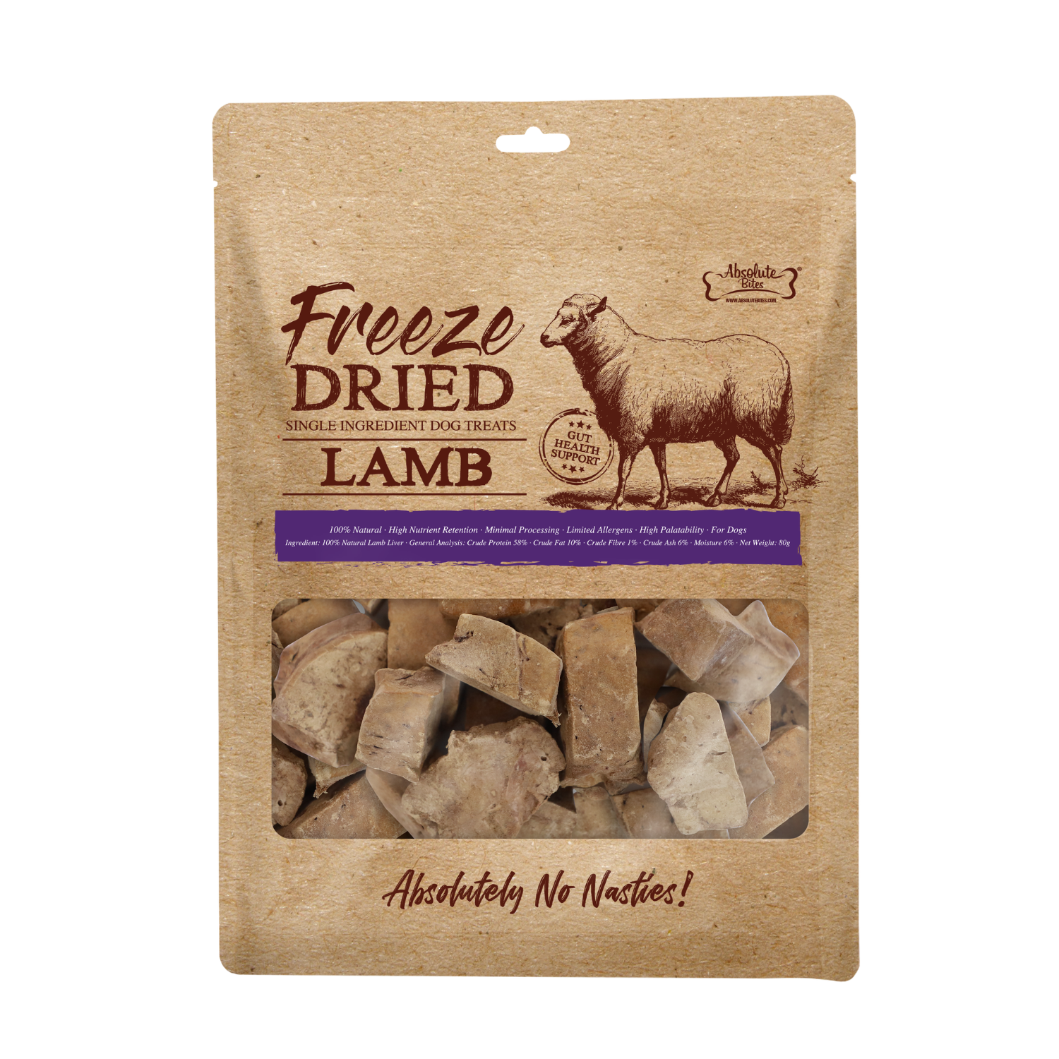 Absolute Bites Freeze Dried Dog Treats - Lamb 80g Absolute Bites Freeze Dried Dog Treats - Lamb 80g - Image 1