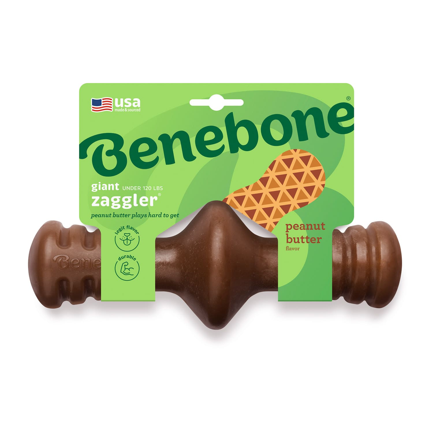 Benebone-Zaggler-Peanut-G-2.jpg Benebone Zaggler Dog Chew Toy Peanut-Giant - Image 1