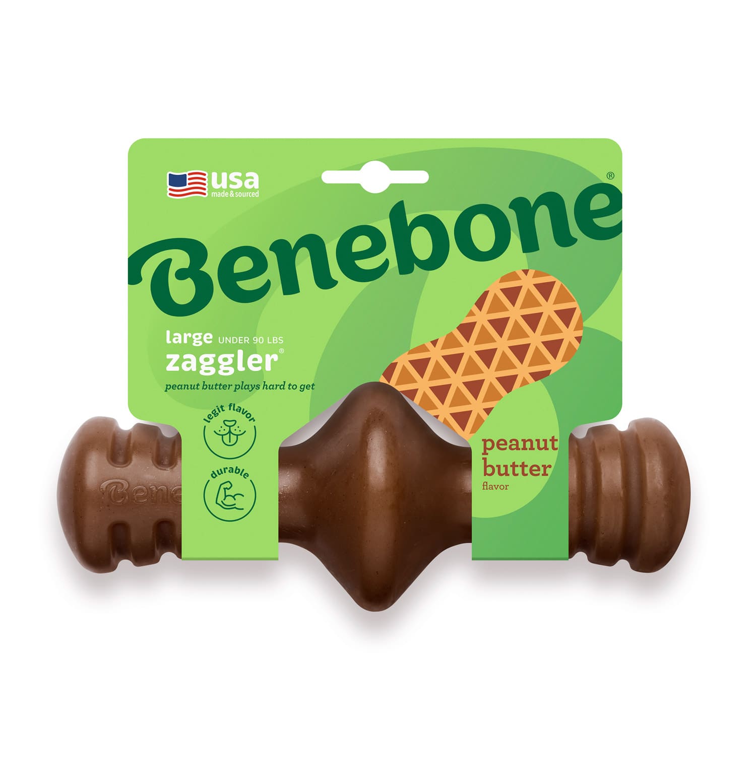 Benebone-Zaggler-Peanut-L-1.jpg Benebone Zaggler Dog Chew Toy Peanut-Large - Image 1