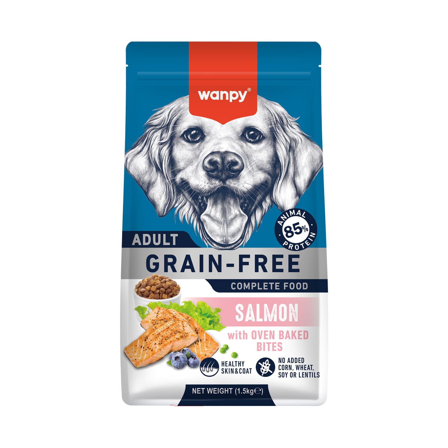 WANPY-Dog-Salmon-1.jpg WANPY Grain Free Complete Food For Dog Salmon Recipe-1.5Kg - Image 1