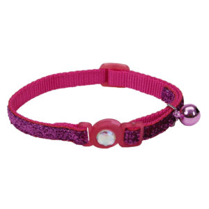 Coastal 3 and Safe Cat Jewel Buckle Glitter Overlay Collar Pink
