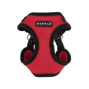 PUPPIA SOFT HARNESS C RED L Neck 14.2-16.5" Chest 15.4-17.3"