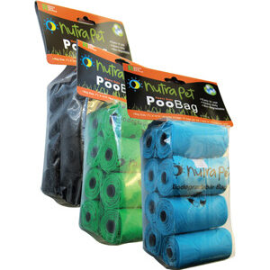 Nutrapet Blue Poo Bags 8 Rolls with Header Card