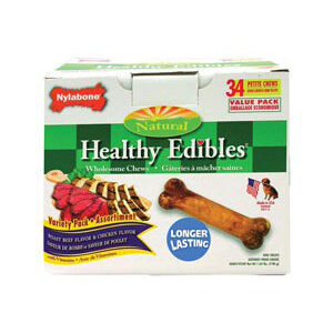 Nylabone Healthy Edibles Longer Lasting Roast Beef Chicken Variety 34ct Pantry Pack