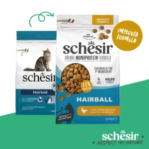 Schesir Monoprotein Adult Dry Cat Food â€“ Hairball-Fresh Chicken-1.5kg