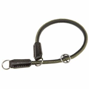 Ferplast Half-Choke Collar for Dogs Eco-Leather[Color - Black, Dimension - 35cmx10mm]